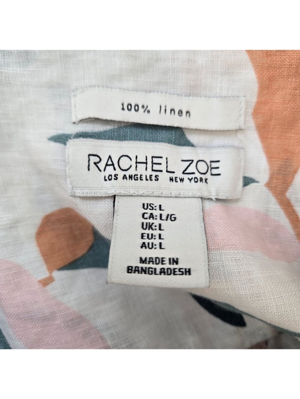 Rachel Zoe 100% Linen Floral Short Sleeve Shirt Dress Size Large - Picture 3 of 6